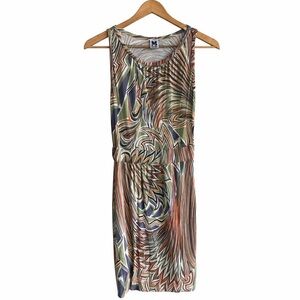 M MISSONI Adana Jersey Abstract Floral Multicolor  Pattern Dress Zig Zag 46 / 10